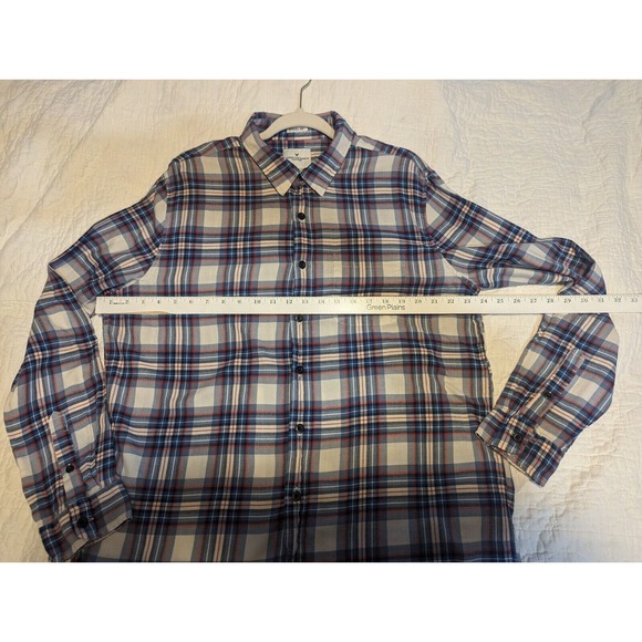American Eagle Seriously Soft Button Down Shirt Sz XLT Red White Blue - Picture 9 of 10